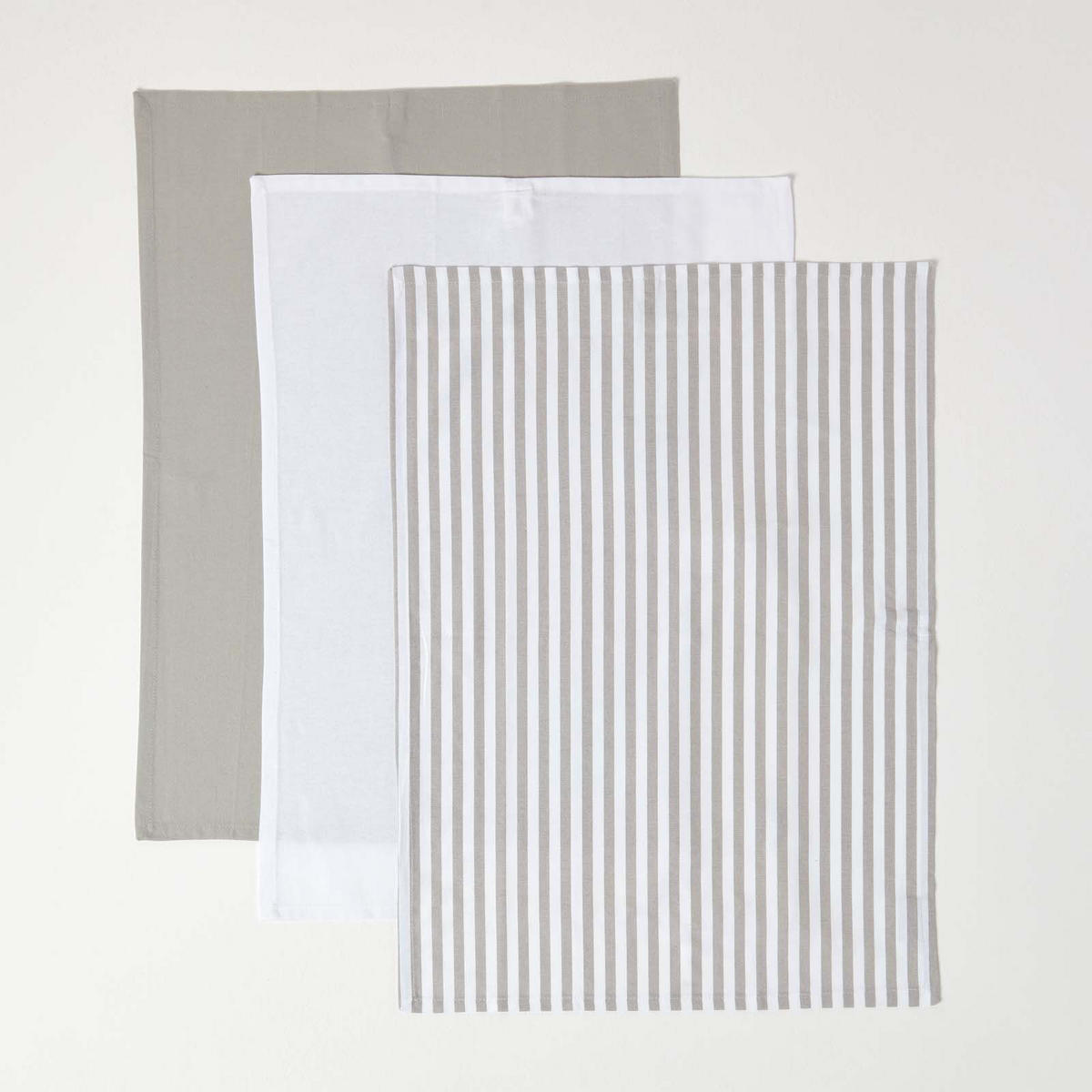 GESCHIRRTÜCHER 3er-Set grau-weiß, 100% Baumwolle - Grau, Textil (50/70cm) - Homescapes
