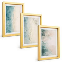 BILDER SET 3er Set - 20x30 cm Goldrahmen - Minimalismus auf Aquarellleinwand - Goldfarben, Kunststoff (20/30cm) - TULUP