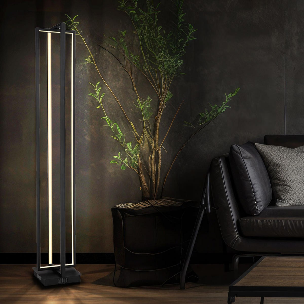 LED STEHLEUCHTE Metall Schwarz Opal - Schwarz, Metall (20/20/123cm) - Globo Lighting