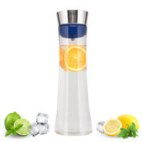 GLASKARAFFE 1 Liter CAROLA, blau, Edelstahl, Silikon - Blau, Glas (1L) - bremermann