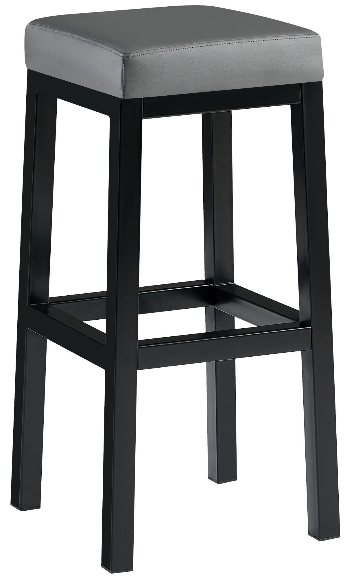 BARHOCKER Lederlook Grau - Schwarz/Grau, Textil/Metall (37/83/37cm) - CLP