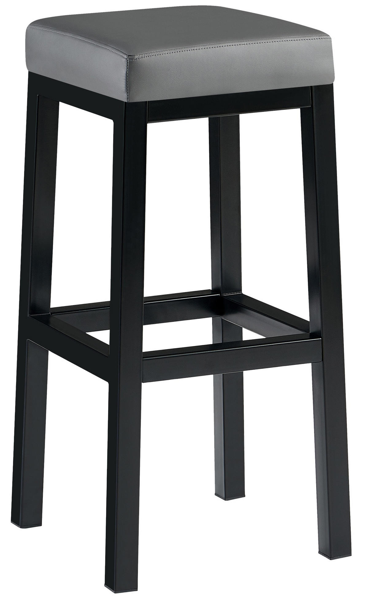 BARHOCKER Lederlook Grau - Schwarz/Grau, Textil/Metall (37/83/37cm) - CLP