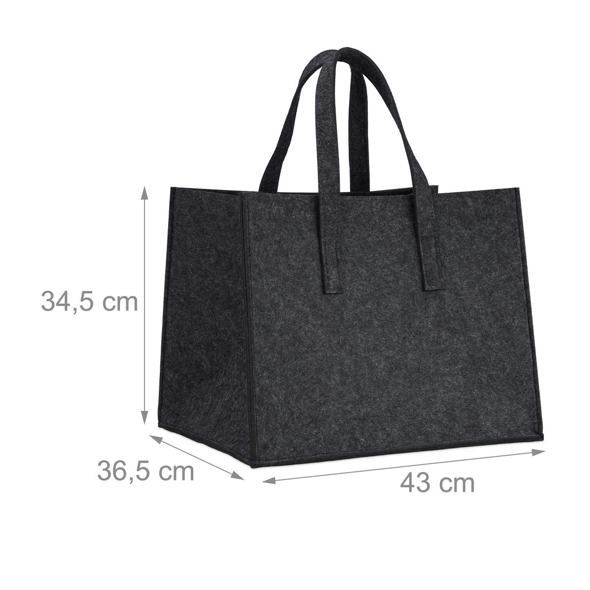 KAMINHOLZKORB - Anthrazit, Textil (43/34.5/36.5cm) - Relaxdays