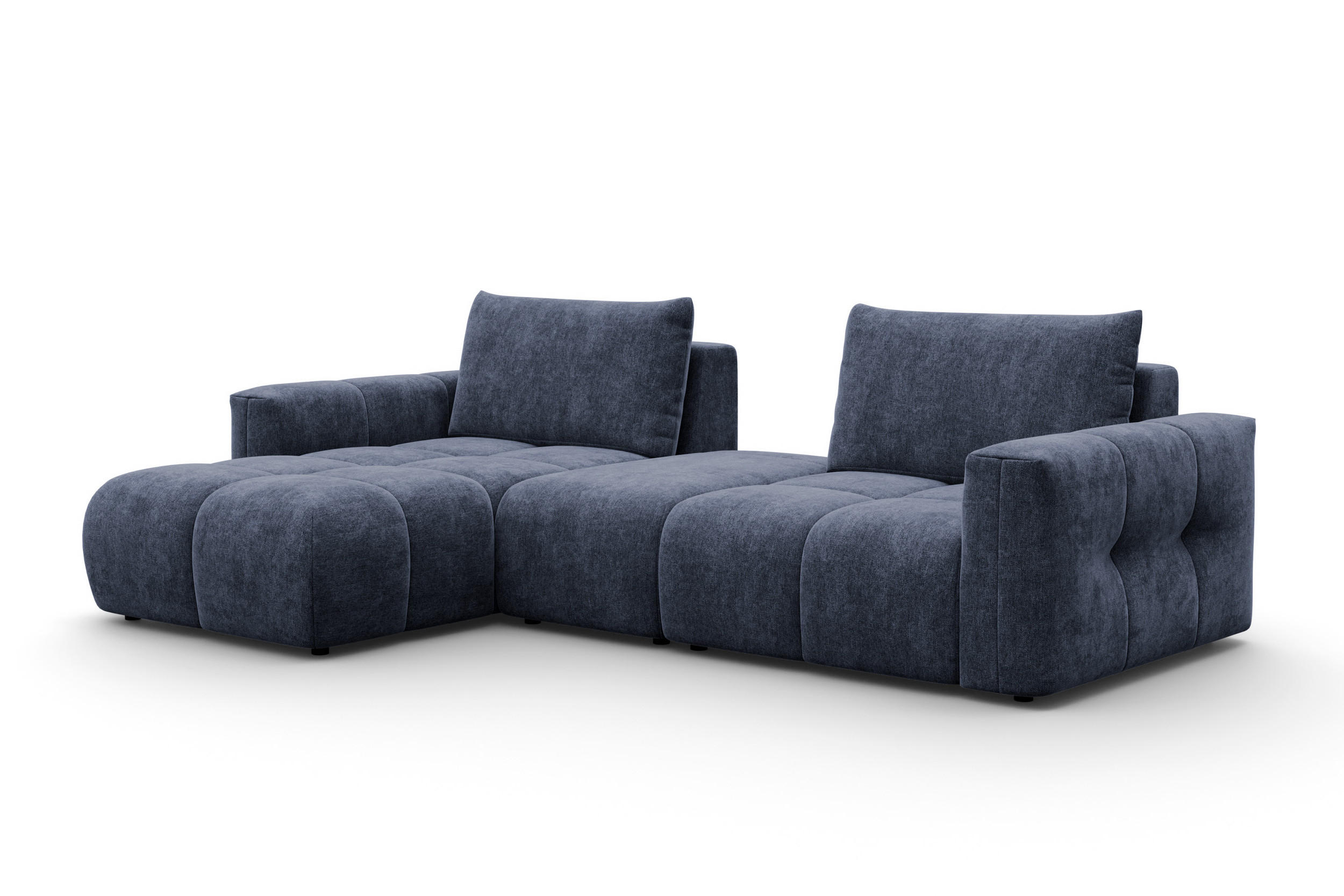 ECKSOFA VERONA 4-Sitzer LINKS, Marineblau - Blau/Schwarz, Holz/Textil (282/173cm) - Courtois Laville