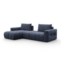 ECKSOFA VERONA 4-Sitzer LINKS, Marineblau - Blau/Schwarz, Holz/Textil (282/173cm) - Courtois Laville