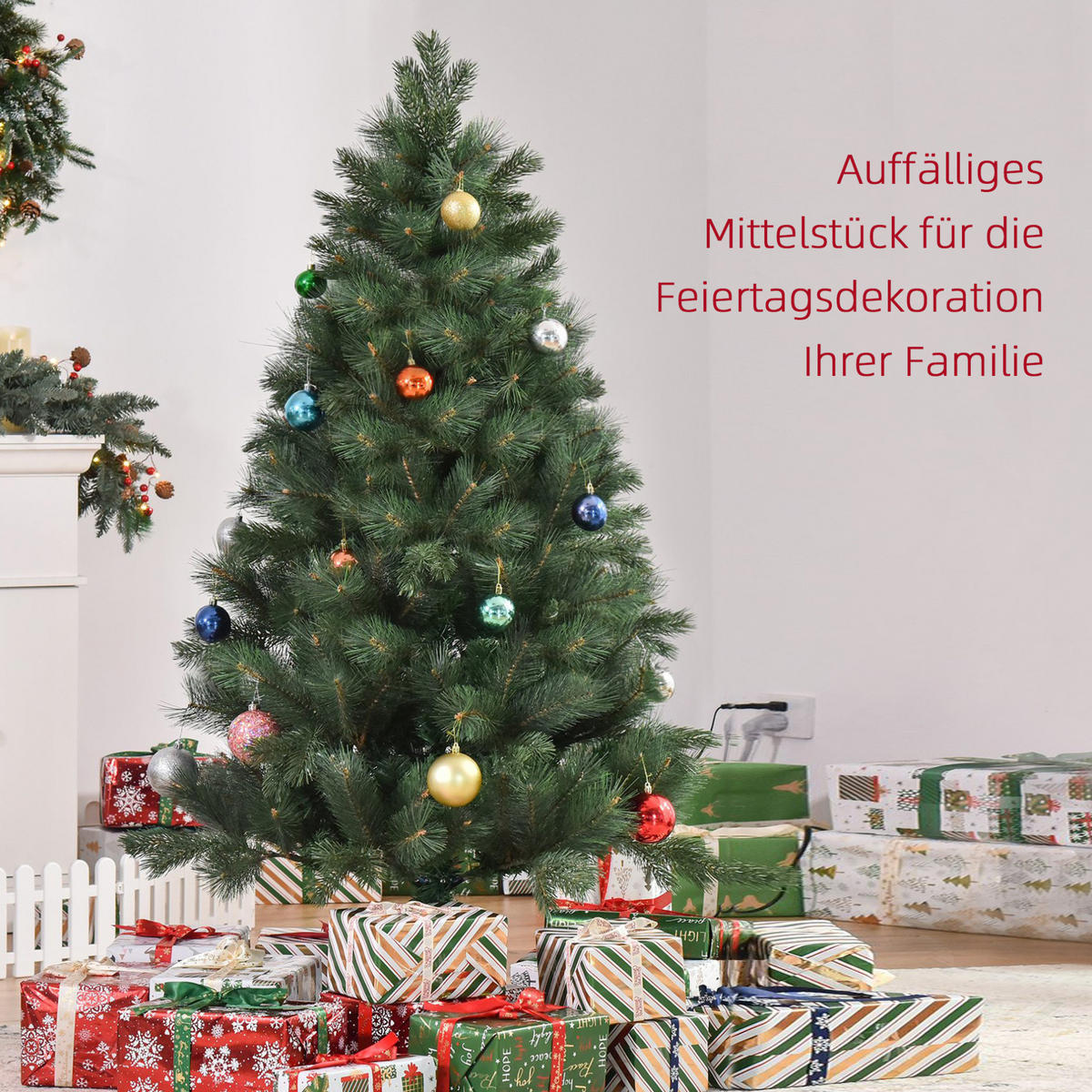 WEIHNACHTSBÄUME 90/90/180 cm grün aus Kunststoff mit stabilem Sockel - Grün, Kunststoff (180cm) - OKWISH