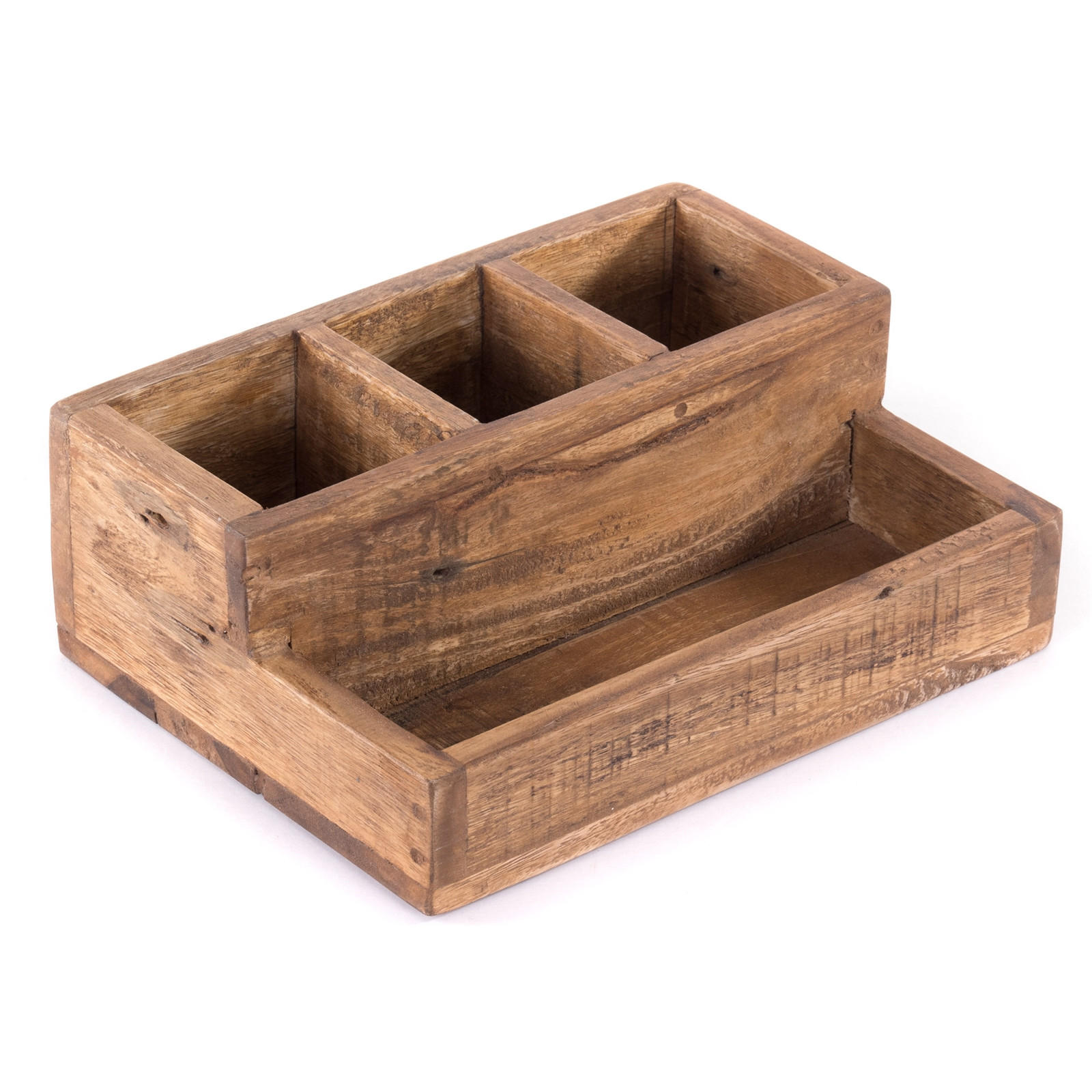 SCHREIBTISCH-ORGANIZER Lepus Mahagoni Recyclingholz massiv, 4 Fächer naturfarben - Naturfarben, Holz (23/34/11cm) - DESIGN DELIGHTS