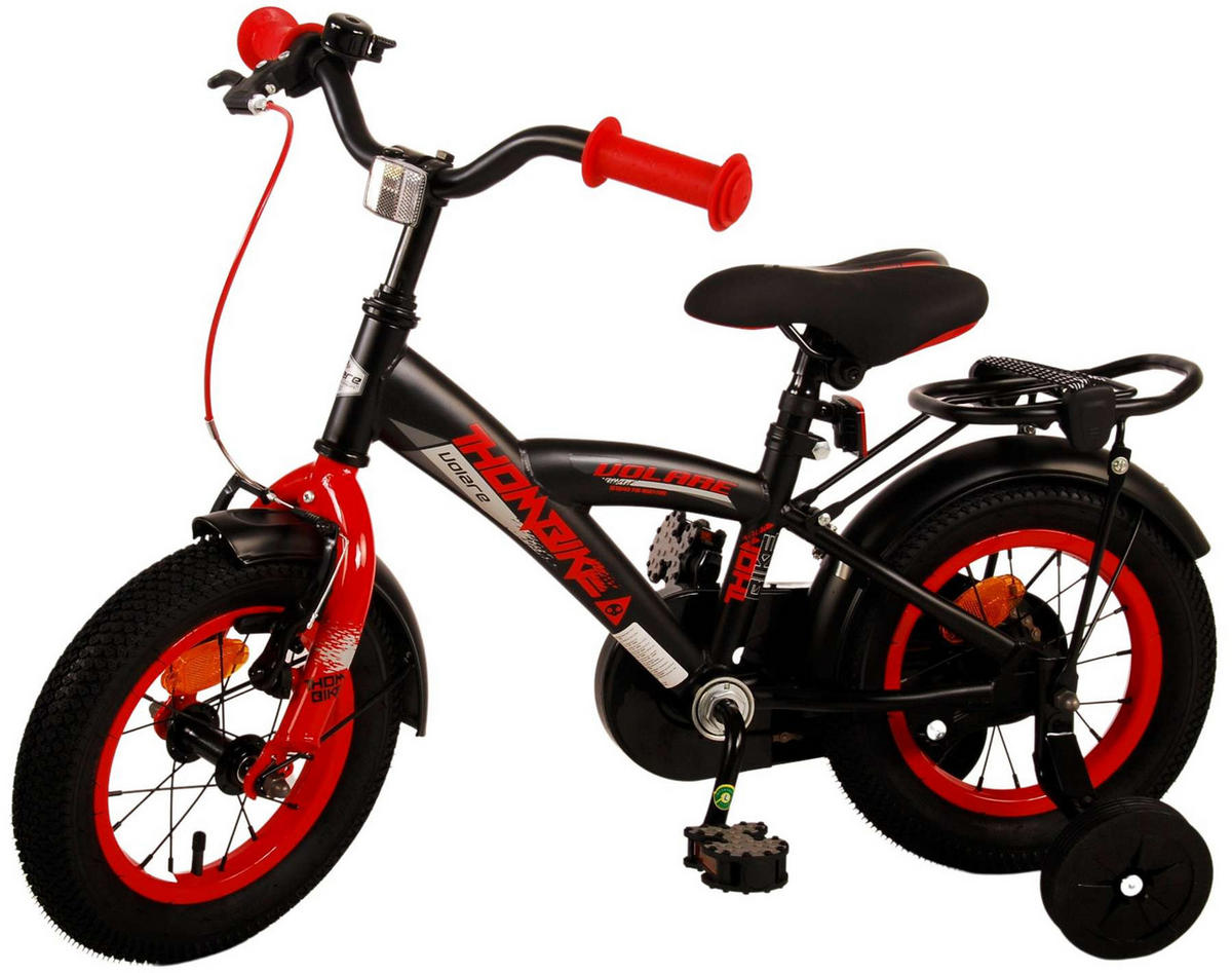 KINDERFAHRRAD Thornbike - Jungen - 12 Zoll - Rücktritt + Handbremse - Schwarz/Rot - Rot/Schwarz, Metall (45cm) - TPFSports