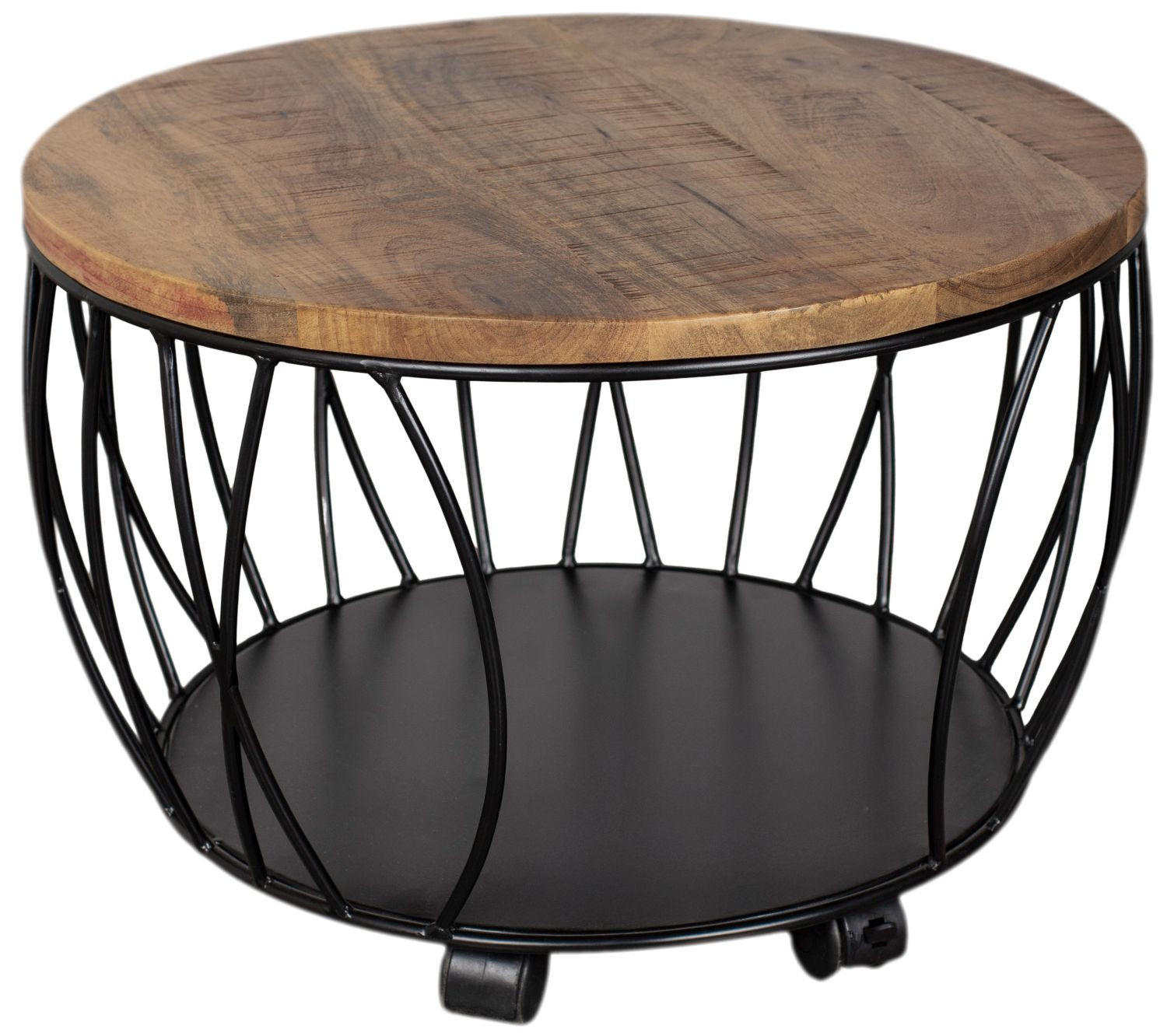 COUCHTISCH Talsano rund Ø 57 cm - Mangoholz natur - Schwarz/Braun, Holz/Kunststoff (57/57/40cm) - bene living