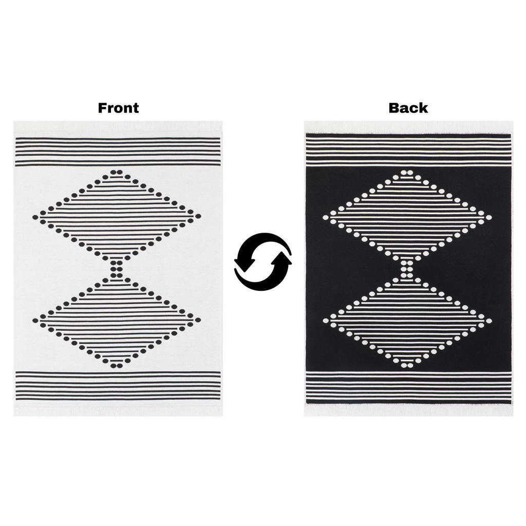 Thumbnail - Tapiso Teppich, Schwarz, Weiß, Naturmaterialien, 80x300 cm, Teppiche & Böden, Teppiche