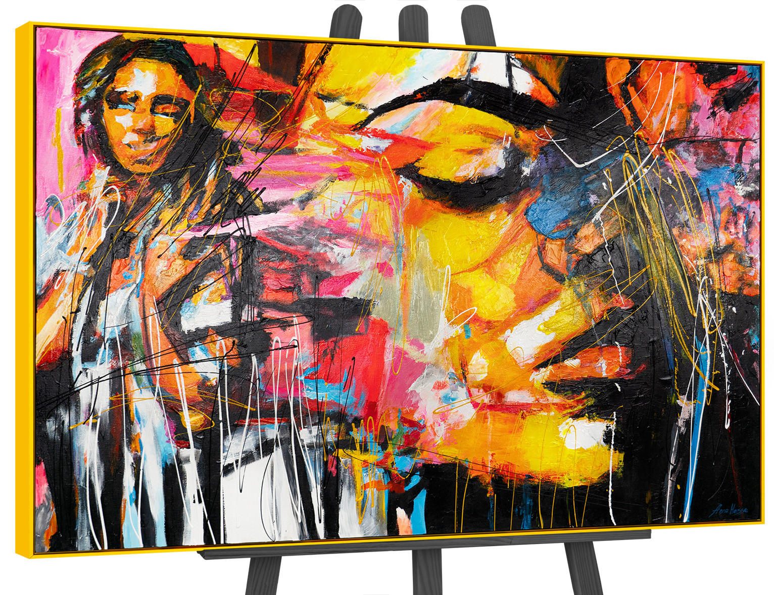 GEMÄLDE Symphonie der Farben Schattenfugenrahmen Gelb 140x100 cm - Gelb, Holz (140/100cm) - YS-art gallery