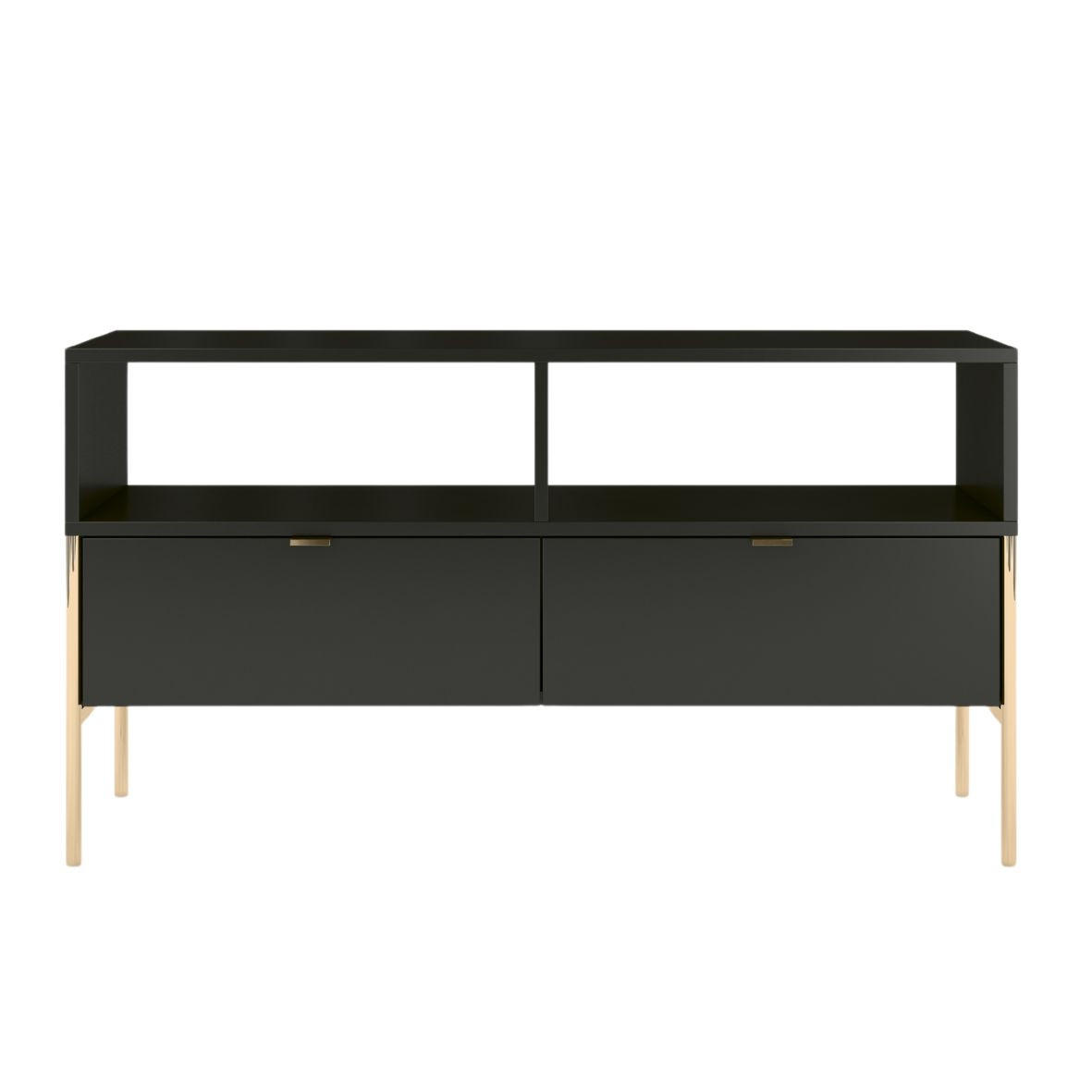LOWBOARD Polka, Schwarz, Goldene Details - Goldfarben/Schwarz, Holzwerkstoff/Metall (120/65/37cm) - Skandica