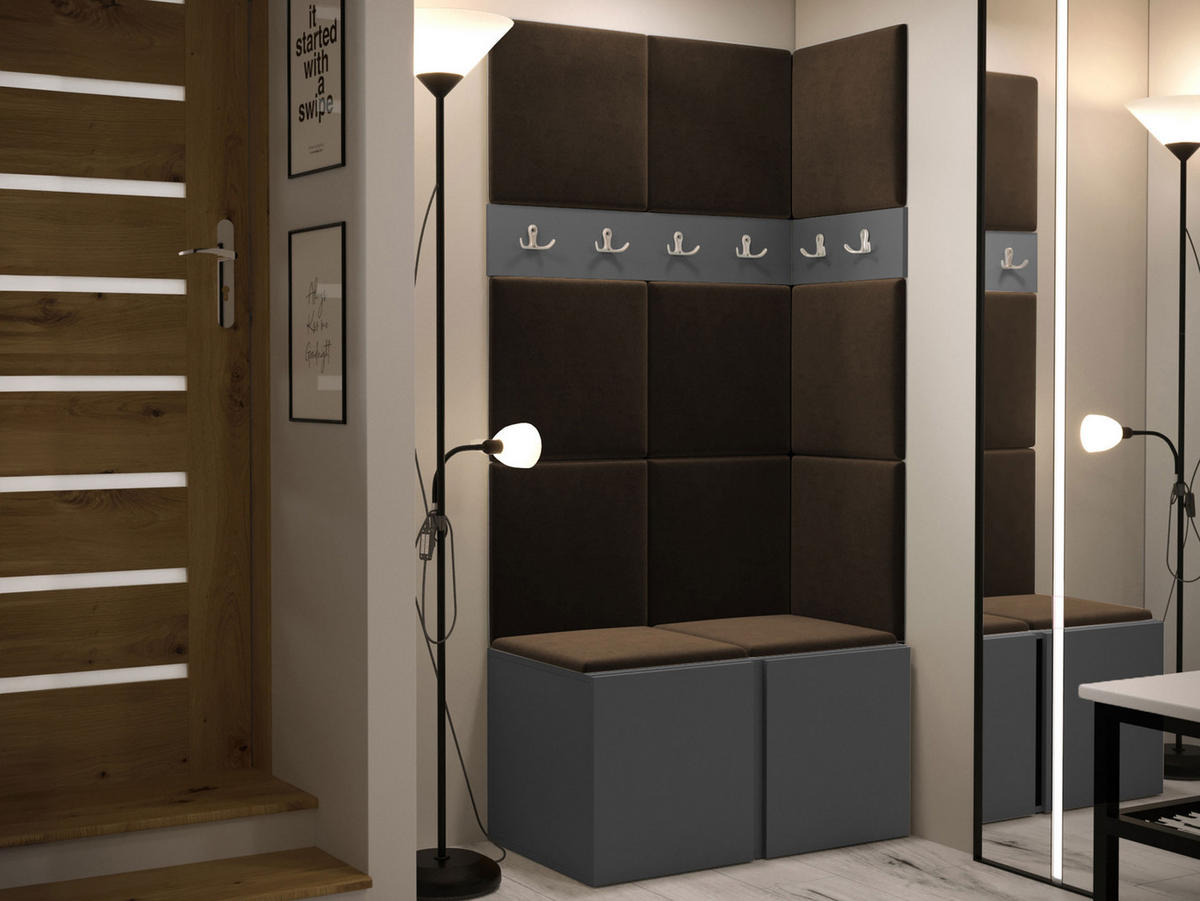 GARDEROBEN-SET Orion I - Graphitfarben/Braun, Holzwerkstoff/Kunststoff (84/186/46cm) - MIRJAN24