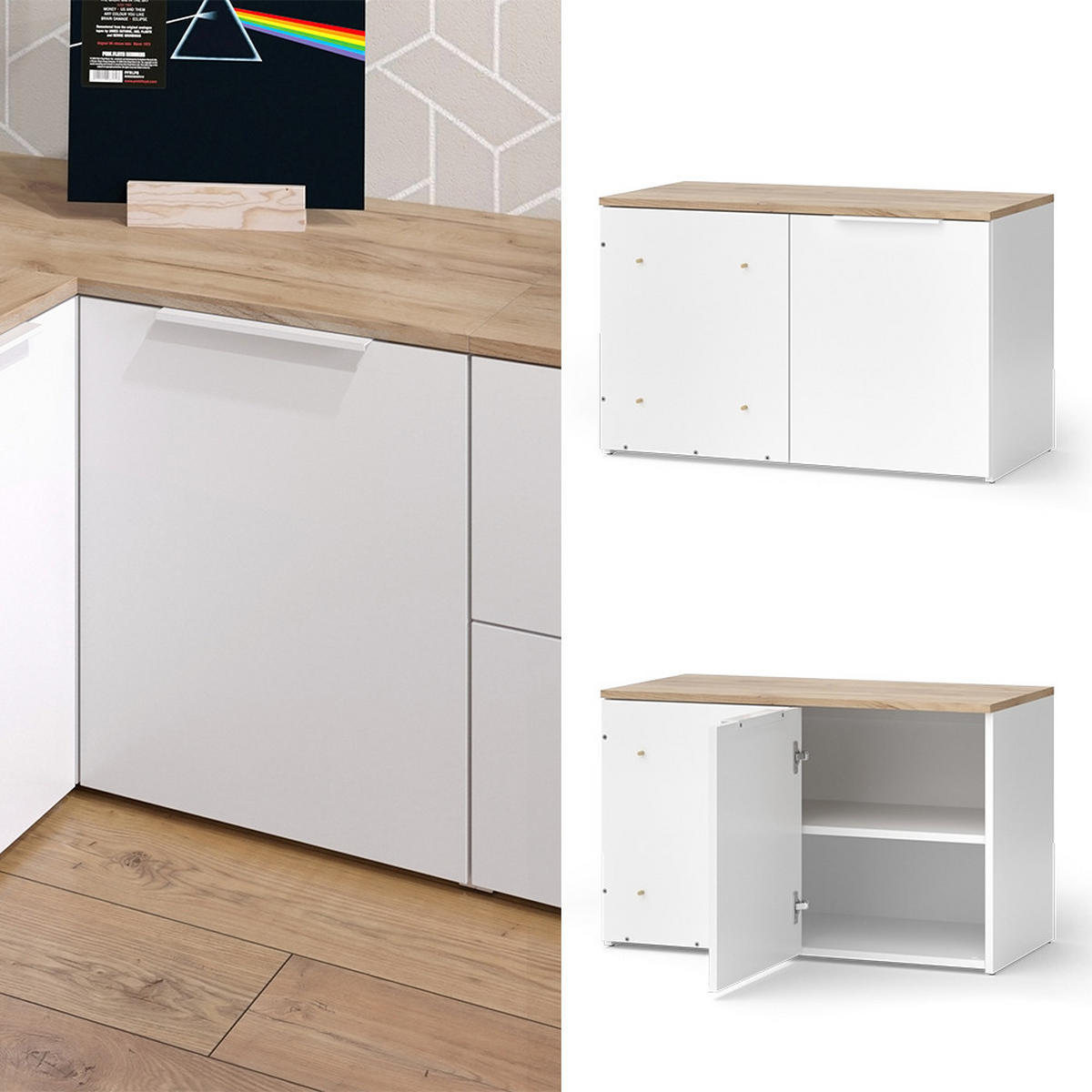 Weiß/Sonoma Eiche, Holzwerkstoff (80/50/40cm) - Vicco