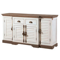 SIDEBOARD Mango 160x45x90 weiß lackiert TOULOUSE #108 - Weiß, Holz (160/90/45cm) - Massivmoebel24