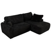 ECKSCHLAFSOFA CUBO L Schwarz Plüsch - rechts - Schwarz, Kunststoff/Textil (187/273cm) - MKS