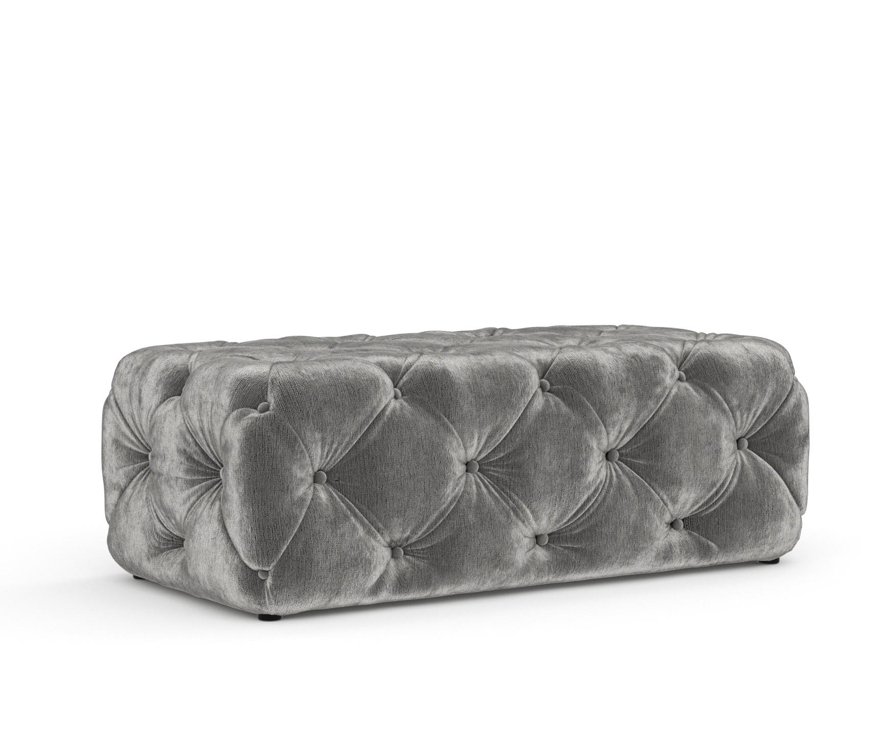 POUF Cosimo Grau Chenille - Schwarz/Grau, Holz/Holzwerkstoff (130/39/65cm) - Maison de Reve