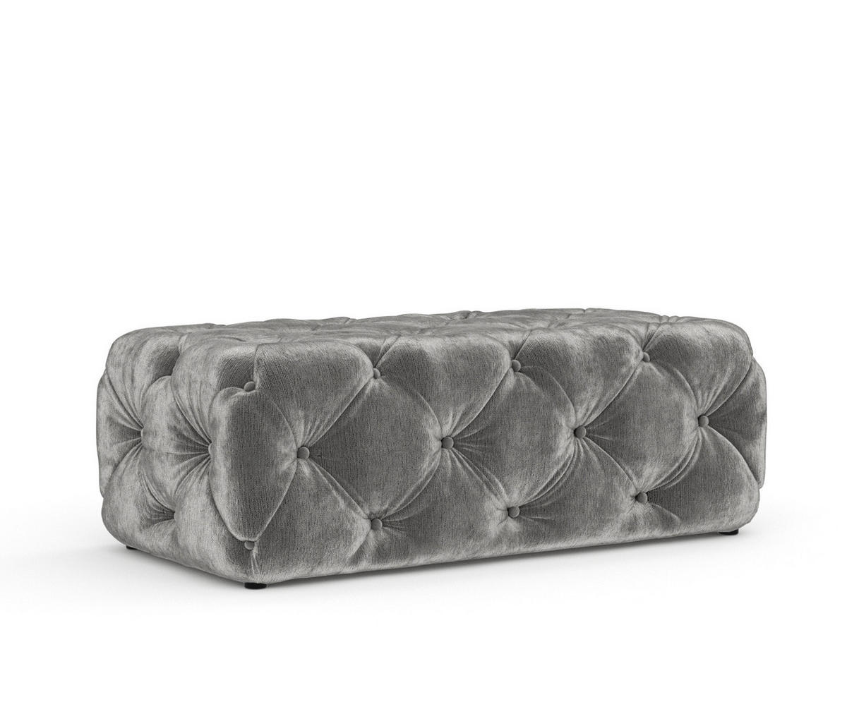 POUF Cosimo Grau Chenille - Schwarz/Grau, Holz/Holzwerkstoff (130/39/65cm) - Maison de Reve