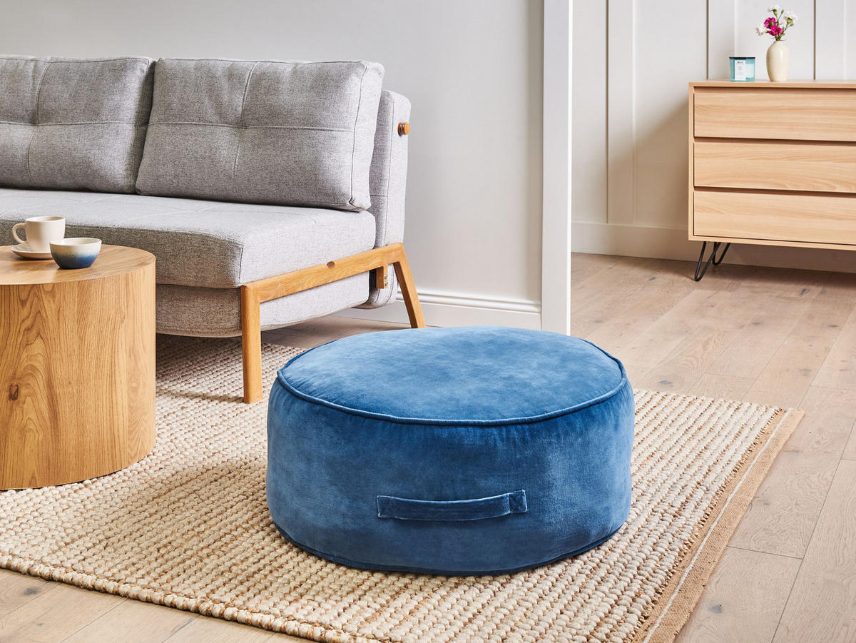 POUF Marineblau Yulle - Blau, Textil (60/25/60cm) - Beliani