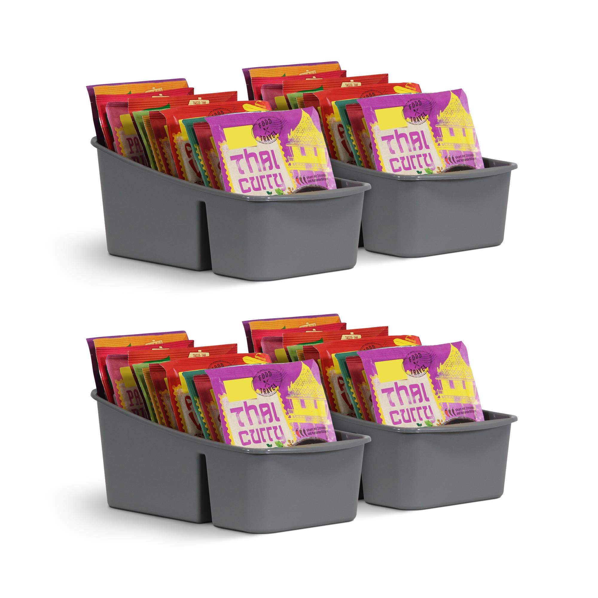KÜCHENORGANIZER für Gewürze und Tüten Anthrazit 4er-Pack - Anthrazit, Kunststoff (15/10/25cm)