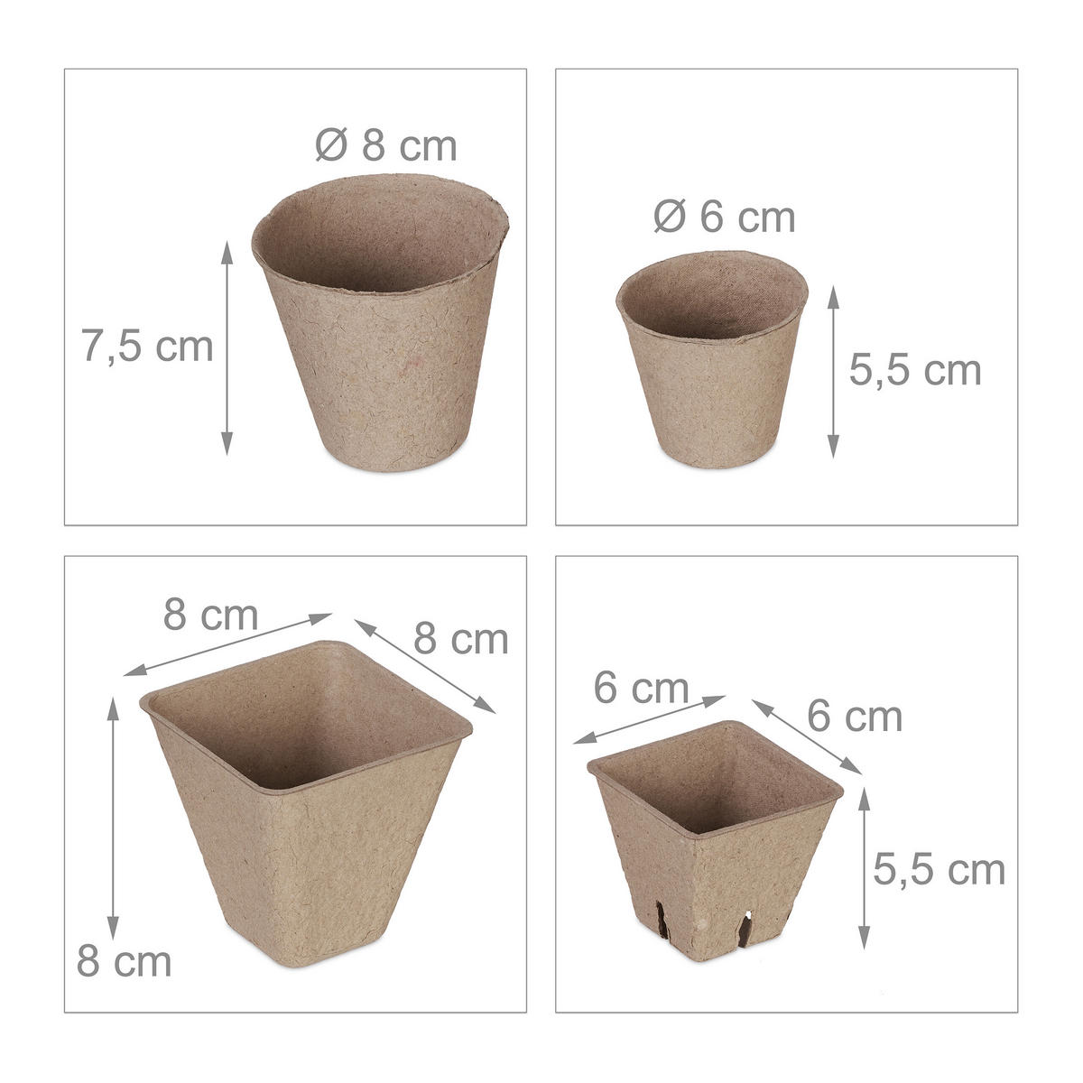 96XSAKSIJE za sadnice - višebojno, papir/plastika (8/8/8cm) - Relaxdays