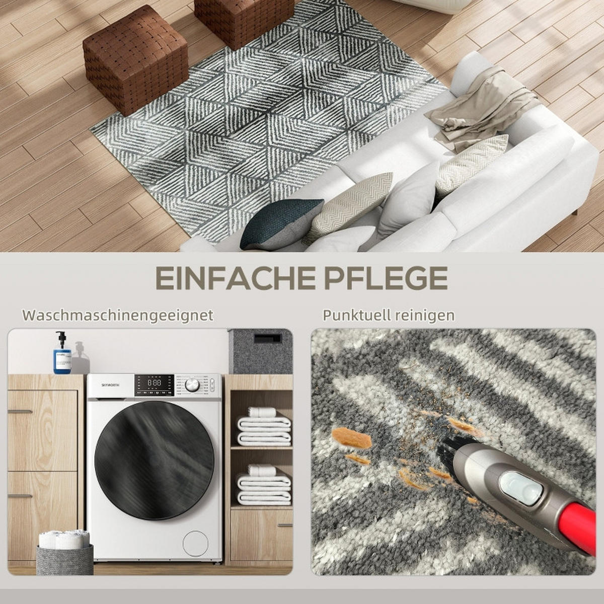 TEPPICH Waschbar 170 x 120 cm Dunkelgrau - Dunkelgrau, Textil (120/170cm) - Kaket