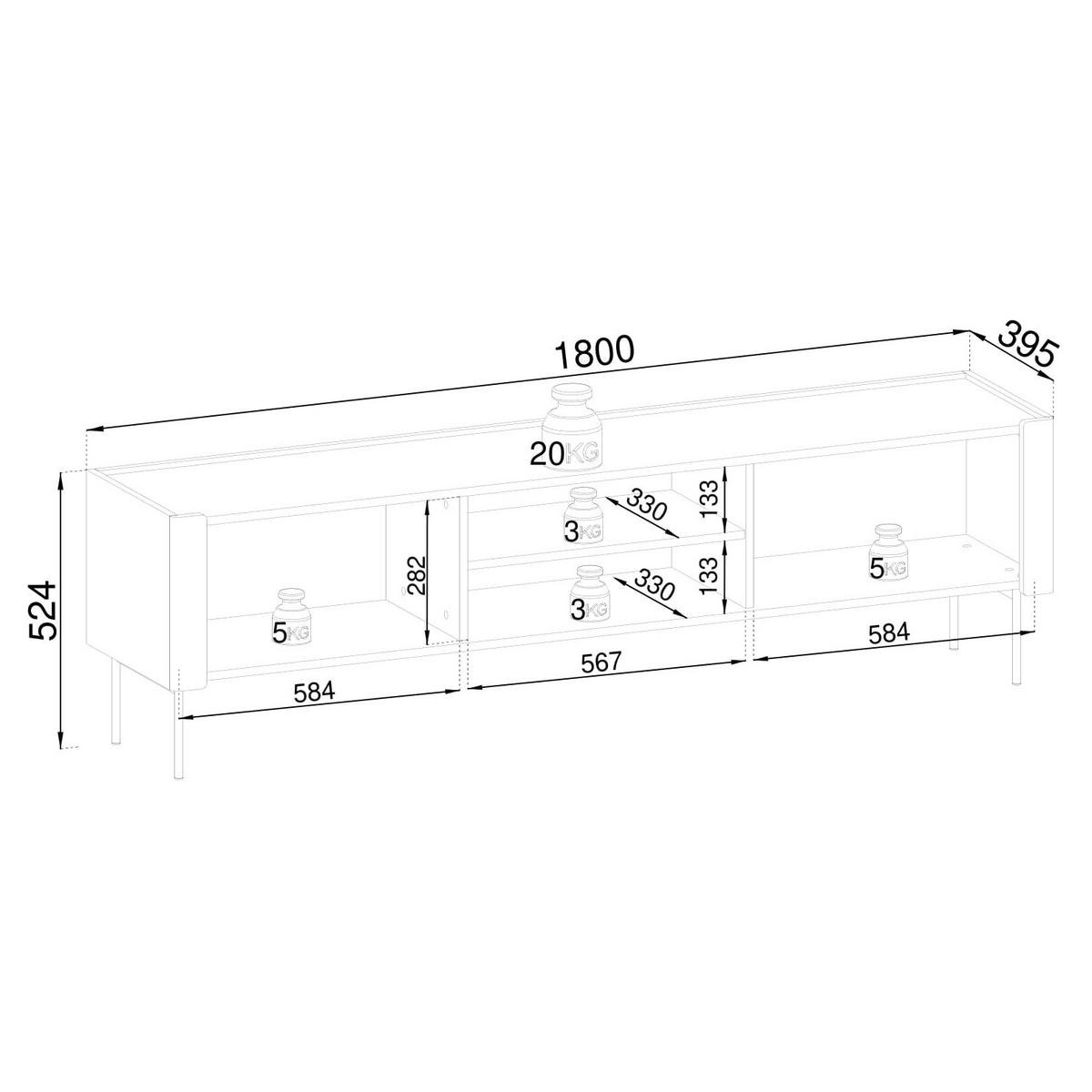 LOWBOARD AVVOLGERE 180x39x52 cm mit 2 Türen Nussbaumfarben - Kaschmir/Nussbaumfarben, Holzwerkstoff (180/52/39cm) - MASSENO