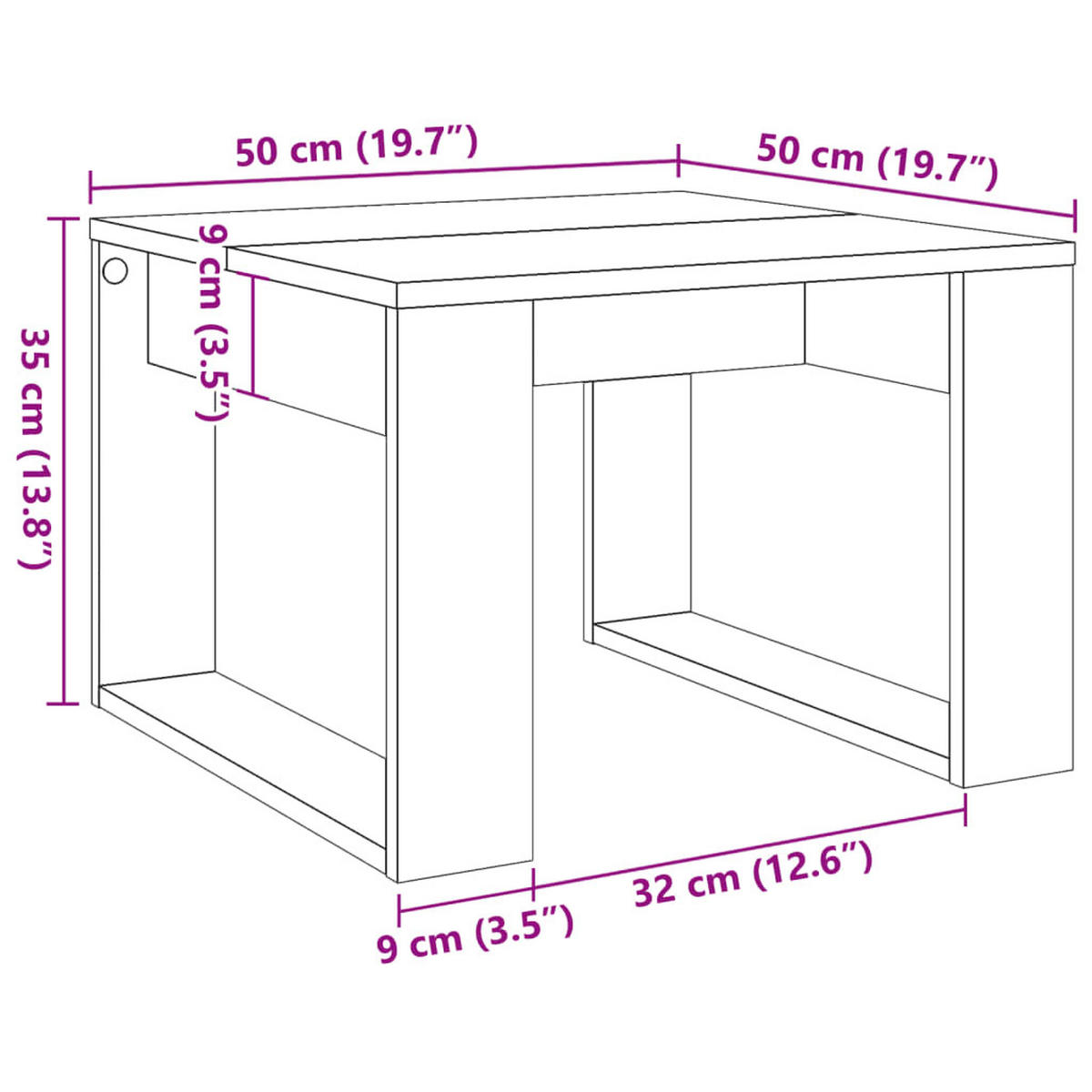 COUCHTISCH Morn 50/50/35 cm Braun Holzwerkstoff - Braun, Holzwerkstoff (50/50/35cm) - vidaXL
