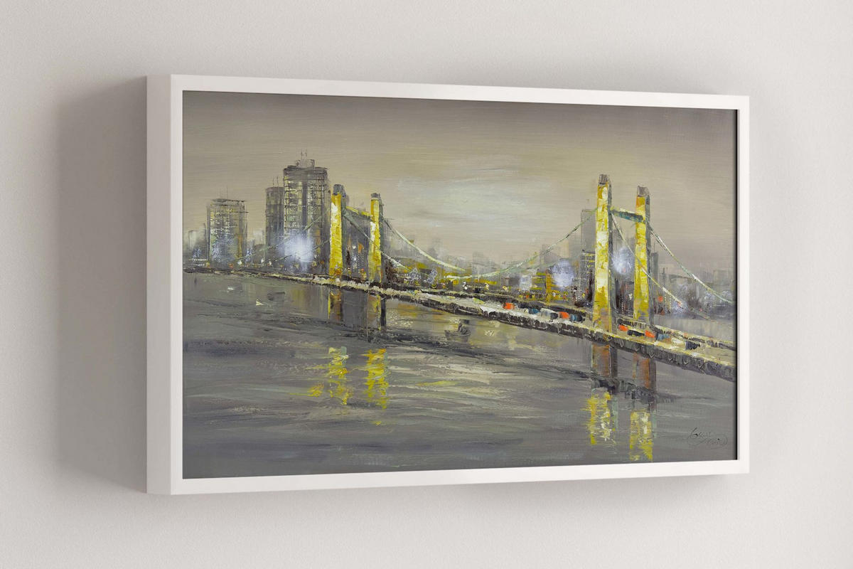 OLEJOMAĽBA 100/50 cm, Mesto a architektúra - sivá, drevo/textil (100/50cm) - KUNSTLOFT
