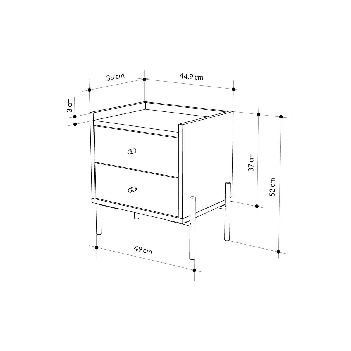 NACHTTISCH Malta Eiche 35/49/52 cm - Eichefarben, Holzwerkstoff (48.6/52.4/35cm) - Decortie