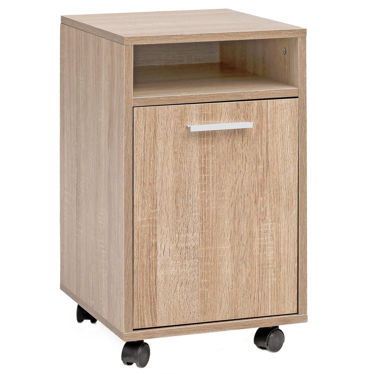 ROLLCONTAINER 2 Türfächer Ablage Rollen Mit Bremsen OSSOLA, Beige 33x38x60 cm - Beige/Schwarz, Holz/Kunststoff (33/60/38cm) - KADIMA DESIGN