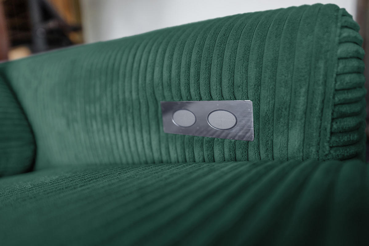 ECKSOFA LAISKA Smaragdgrün Cord - Smaragdgrün/Schwarz, Textil/Metall (282/177cm) - KAWOLA