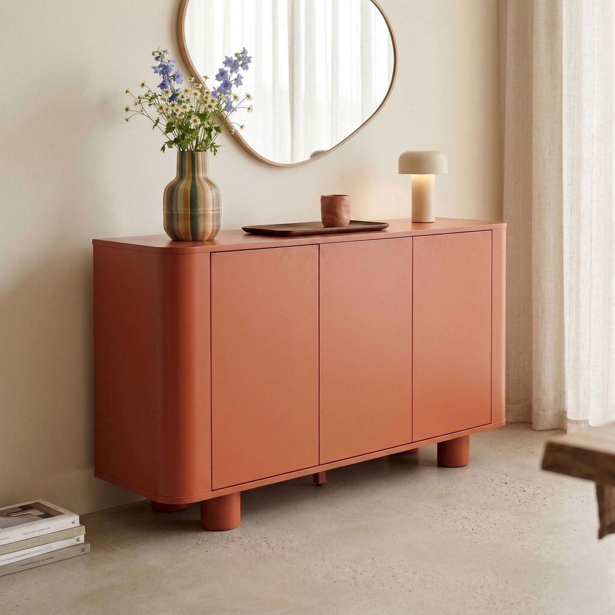 SIDEBOARD 120 cm, Orange - Orange, Holz (40/75/120cm) - Oviala