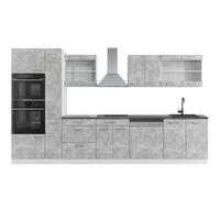 KUCHYŇSKÁ LINKA R-Line Beton/bílá 350 cm s vysokou skříní, PD Antracit - šedá/bílá, kompozitní dřevo (350/206.8/60cm) - Vicco