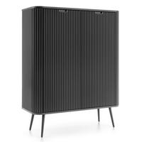 SIDEBOARD MORDEN KOM1 Abgerundeter Korpus Schwarz Schwarz - Schwarz, Holzwerkstoff/Kunststoff (103/129/39cm) - Komodee