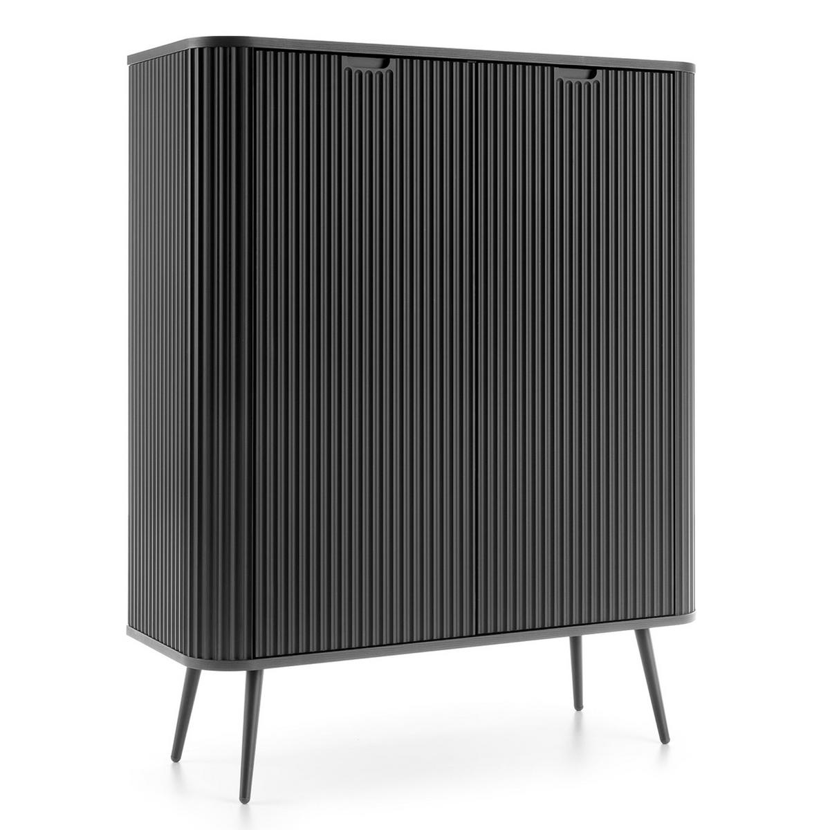 SIDEBOARD MORDEN KOM1 Abgerundeter Korpus Schwarz Schwarz - Schwarz, Holzwerkstoff/Kunststoff (103/129/39cm) - Komodee