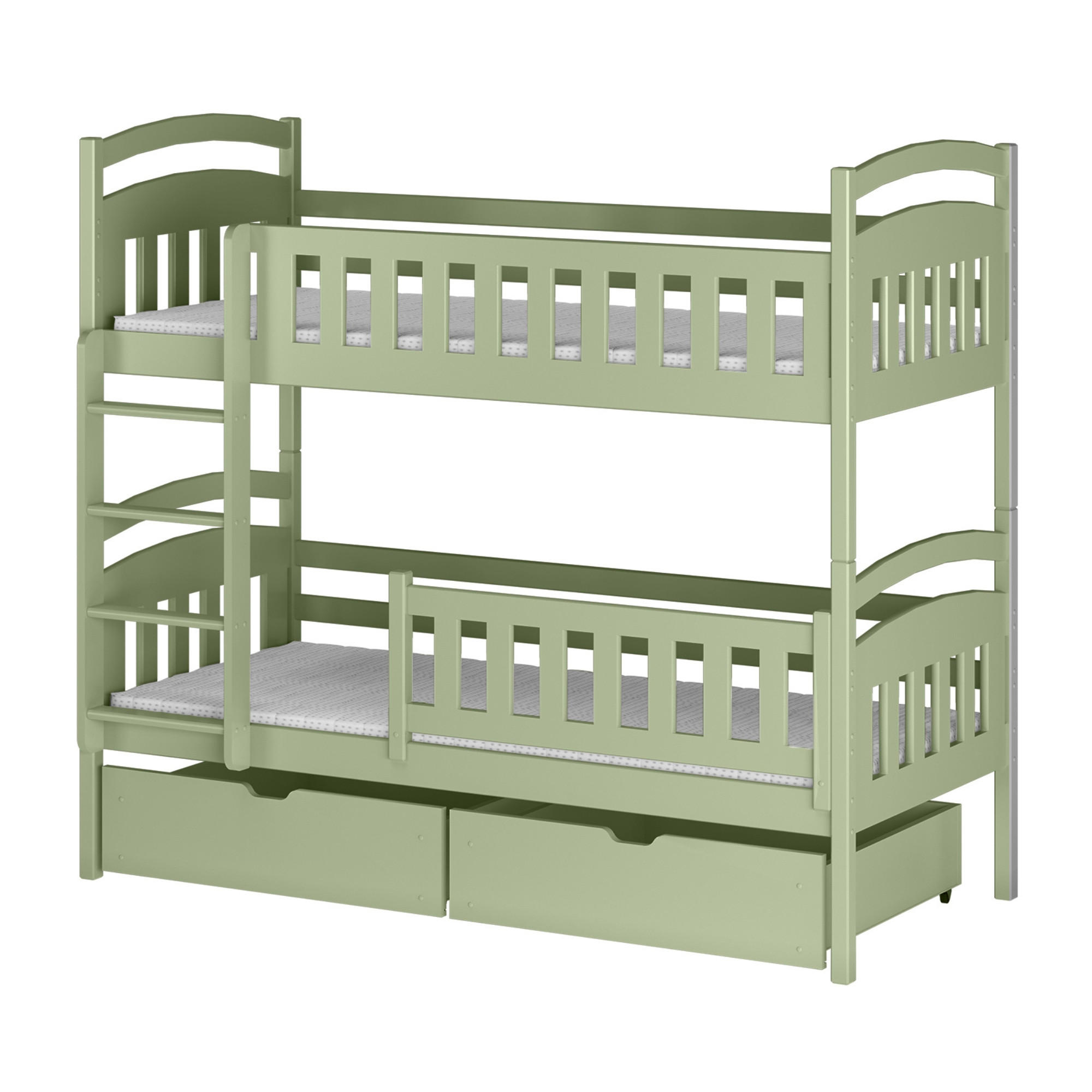 ETAGENBETT 90x200 cm mit zwei Schubladen in Olivgrün - Olivgrün, Holzwerkstoff (90/200cm) - Kids Collective