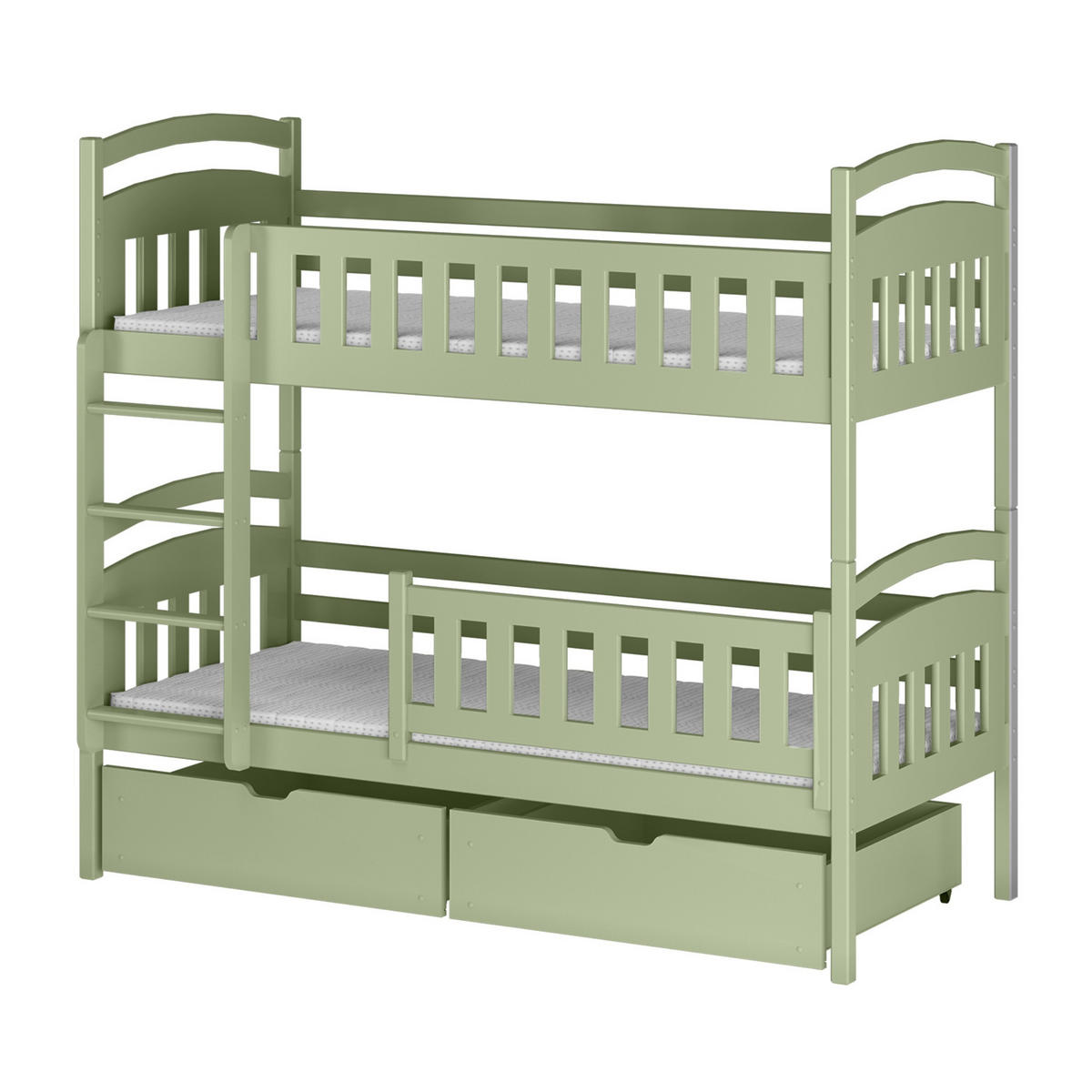 ETAGENBETT 90x200 cm mit zwei Schubladen in Olivgrün - Olivgrün, Holzwerkstoff (90/200cm) - Kids Collective