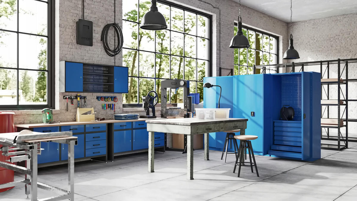 AKTENSCHRANK JAN 185x90x45 cm - Blau/Anthrazit, Metall (90/185/40cm) - Jan Nowak