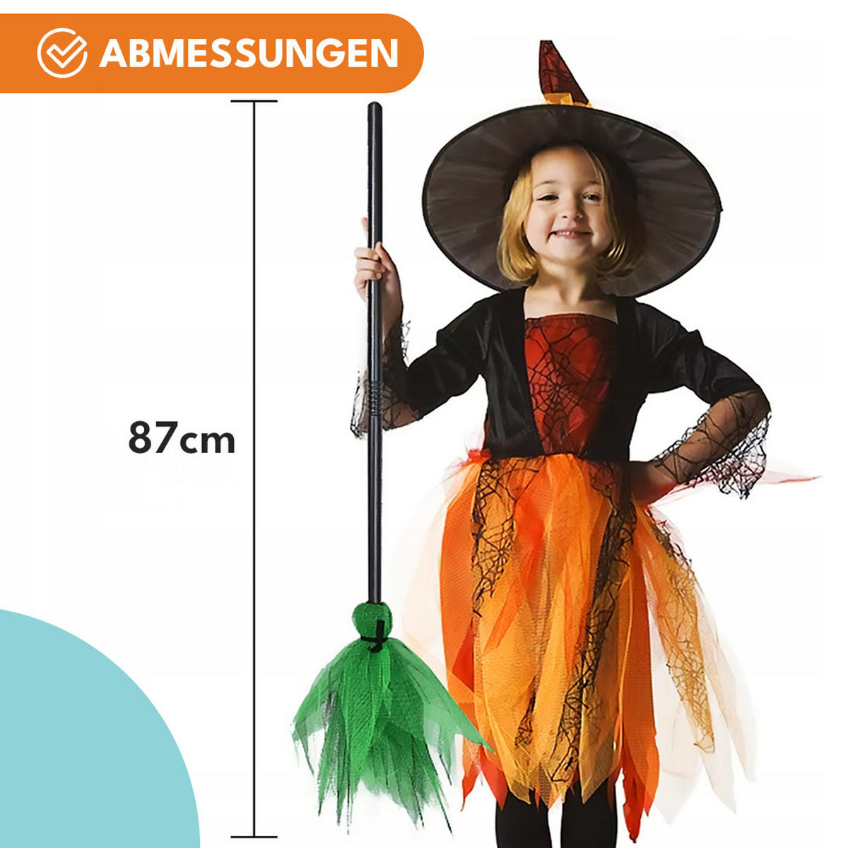 HEXENBESEN Halloween Grün - Grün, Kunststoff (87/4/87cm) - KRUMAD