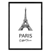 POSTER Städte Denkmäler Paris Eiffelturm A4 Schwarzer Rahmen - Schwarz, Papier (29.7/5/21cm) - Nacnic