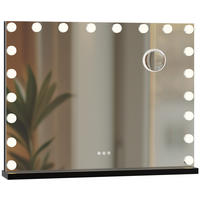 SCHMINKSPIEGEL eckig 80/14/62 cm Metall Schwarz - Schwarz, Metall (80/62/14cm) - CLP