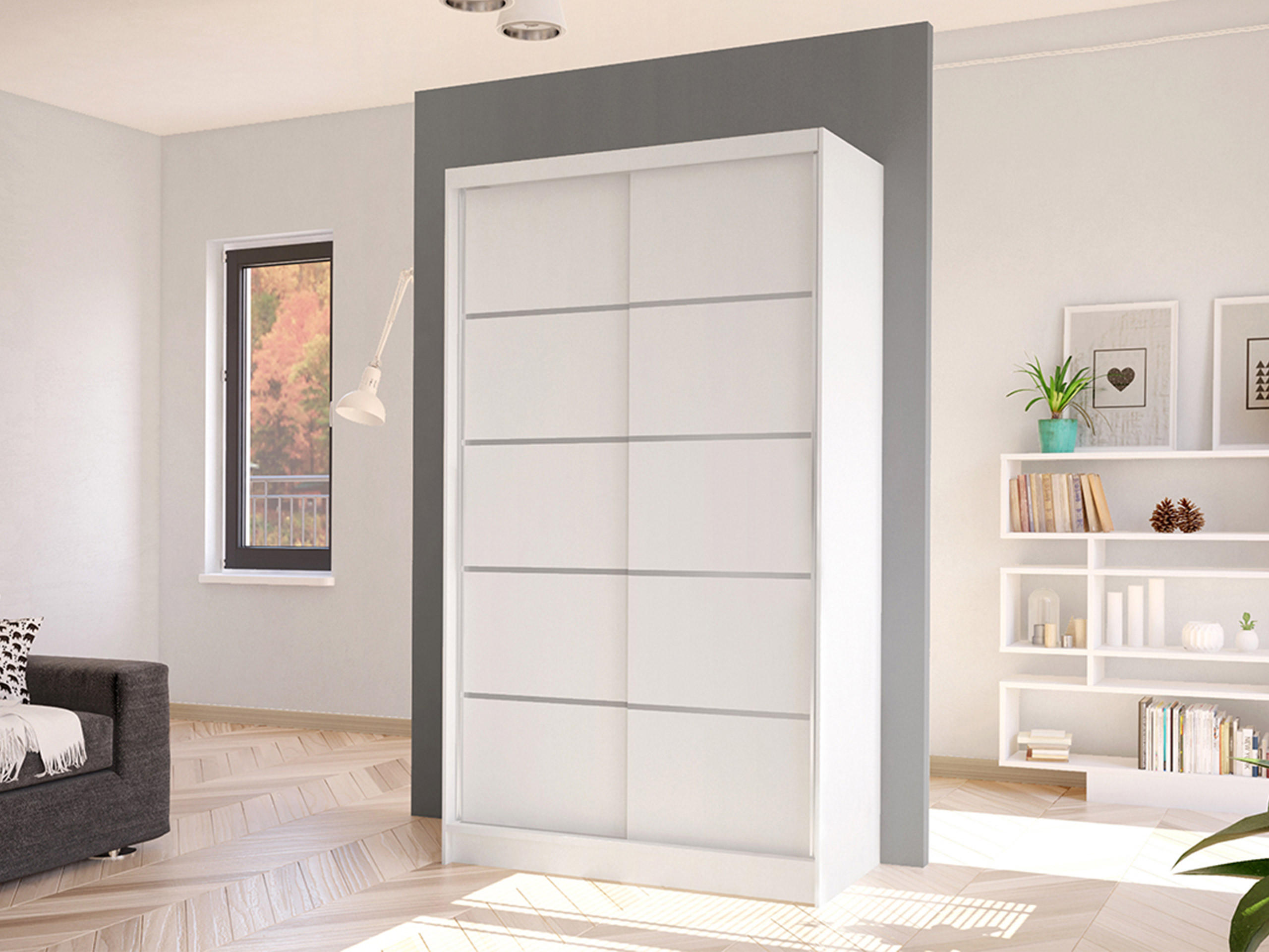 SCHWEBETÜRENSCHRANK Diego IV - Weiß, Holzwerkstoff/Metall (100/200/58cm) - MIRJAN24