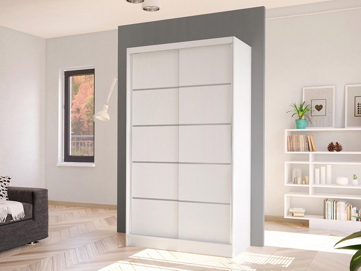 SCHWEBETÜRENSCHRANK Diego IV - Weiß, Holzwerkstoff/Metall (100/200/58cm) - MIRJAN24