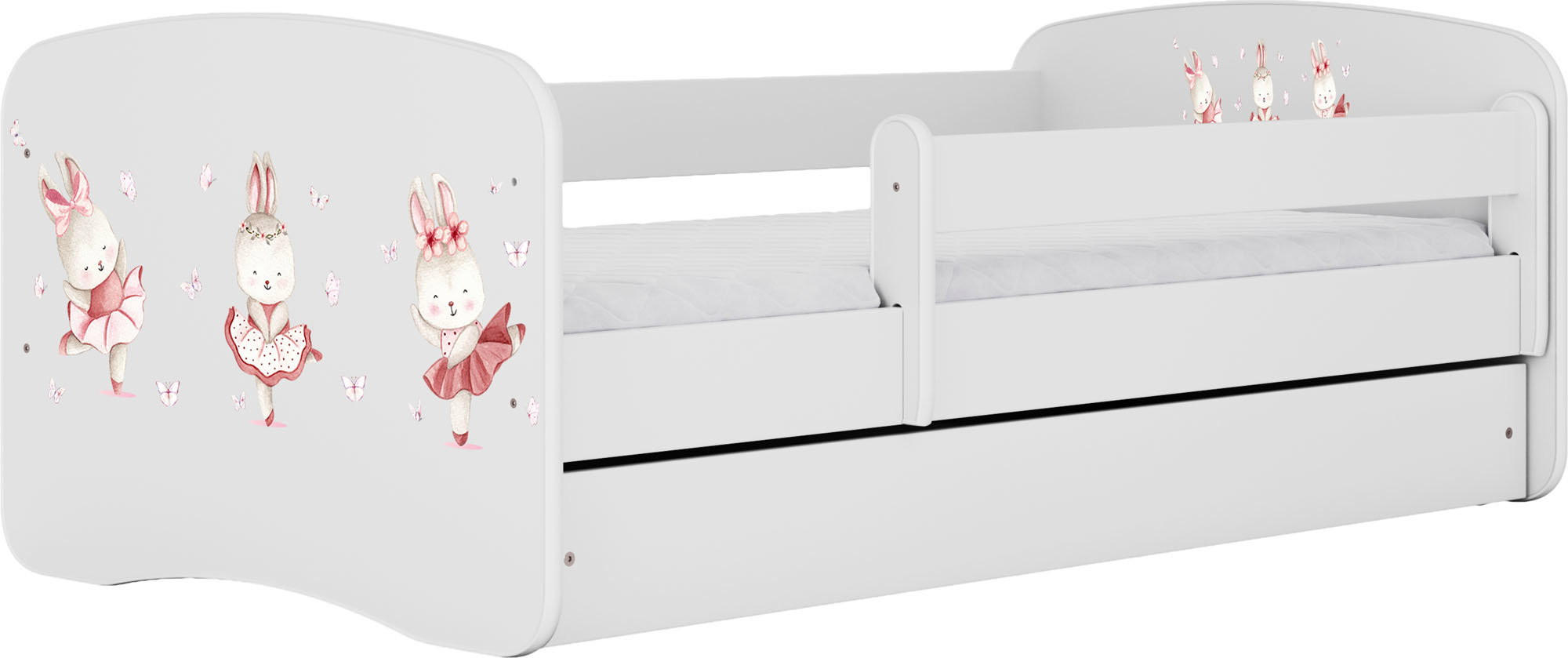 KINDERBETT Emily mit Schublade und Matratze, Weiß 80x180 cm - Altrosa/Weiß, Holzwerkstoff (180/80cm) - WFL GROUP