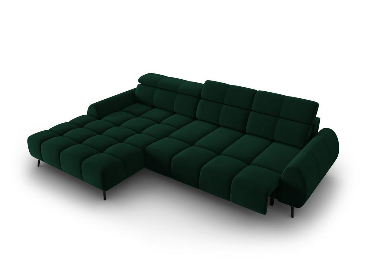 ELEKTRISCHES-ECKSOFA links Alyse aus Samt flaschengrün 5 Sitzplätze - Grün, Textil (188/295cm) - Micadoni