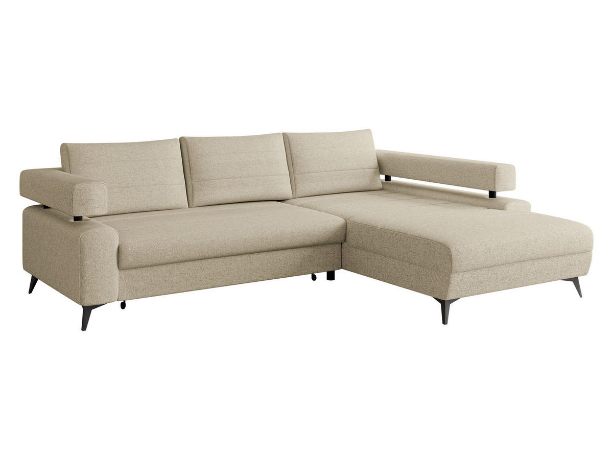 ECKSOFA Rosa, Seite: Rechts 2R-OT - Creme/Schwarz, Holz/Textil (265/184cm) - MIRJAN24