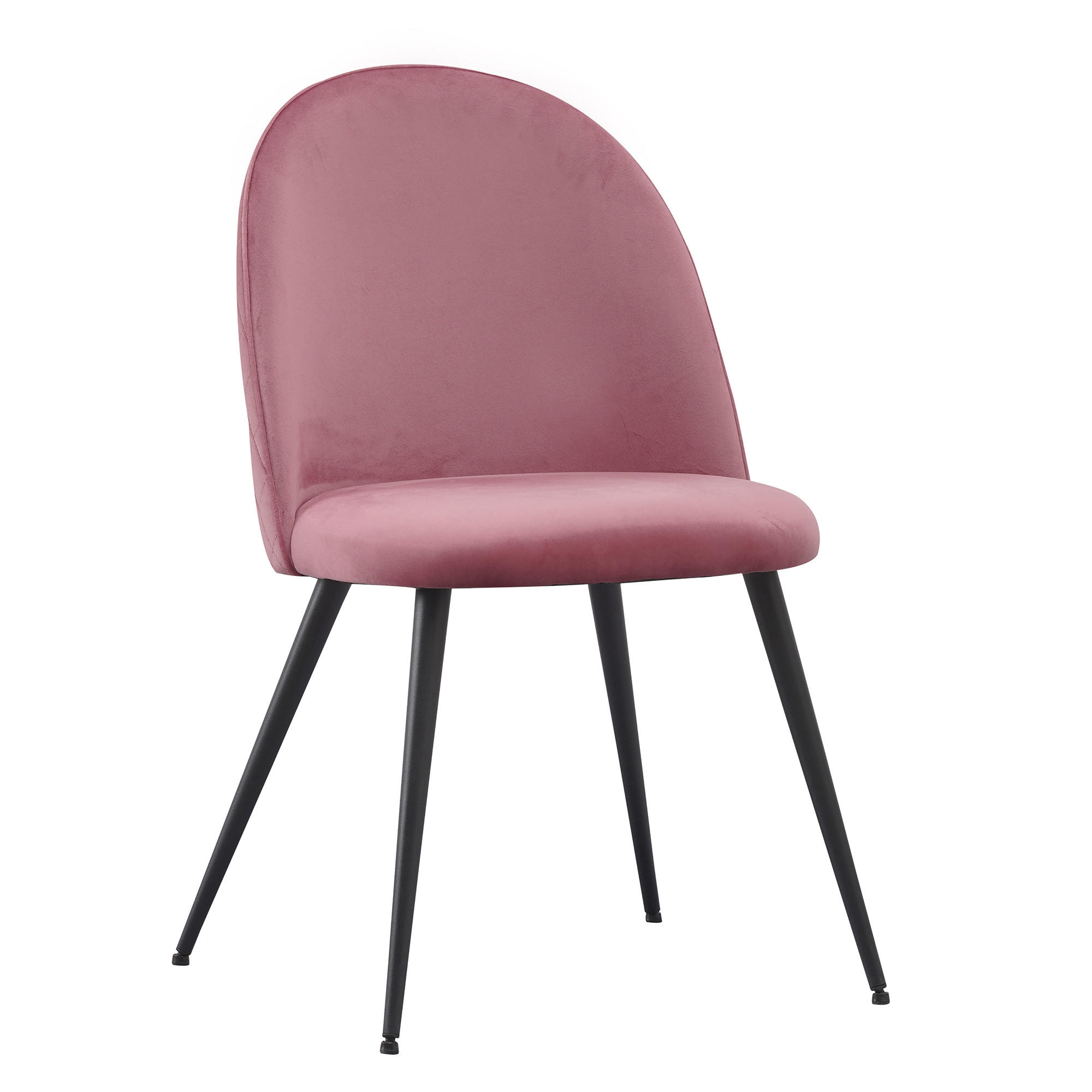 STUHL CAPO Samtbezug Metallbeine 4er Set Rosa - Rosa, Textil/Metall (53/84/44cm) - Albatros