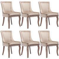 STUHL-SET DE-35921 6 Stück mit Nagelkopfbesatz Beige - Beige, Holz (61/91/55cm) - ComfortXL