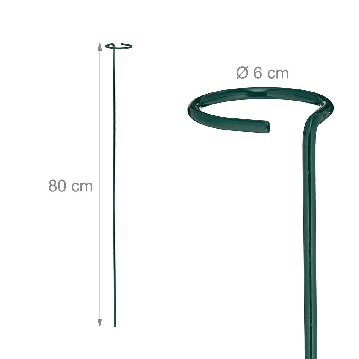 8XPFLANZSTÄBE - Dunkelgrün, Metall (6/80/6cm) - Relaxdays